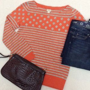 J crew wool striped/ dot sweater